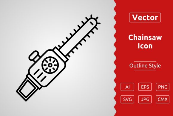 Vector Chainsaw Outline Icon: Graphics & Icons for Bold Local Branding
